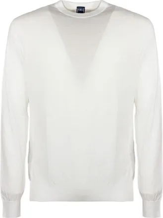 Fedeli Katoenen trui met ronde hals - Heren - Ronde hals truien - Wit - 2XL - Katoen - Truien & Vesten