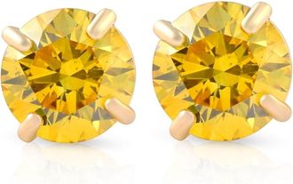 Pompeii3 1/2ct Fancy Yellow Diamond Studs 14K Yellow Gold Screw Back Lab Grown Earrings