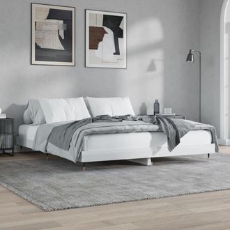 vidaXL Vidaxl - Estructura De Cama Madera De Ingenier&iacute;a Blanco Brillo 120x200cm