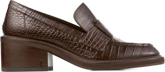 Jimmy Choo London 50mm Tylor crocodile-effect leather loafer pumps - women - Leather/Leather/Leather - 35,5 - Brown
