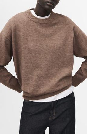 Mango Oversize Crewneck Sweater in Medium Brown at Nordstrom Rack, Size X-Small