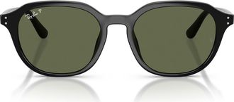 Ray-Ban 54mm Polarized Square Sunglasses in Black /Dark Green Polar at Nordstrom