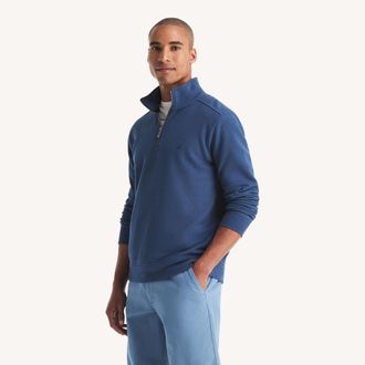 Nautica Mens Classic Fit Piqu Fleece Quarter-Zip Sweatshirt
