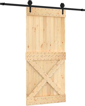 vidaXL Puerta Corredera Natural Y Negro 95 X 210 Cm Vidaxl