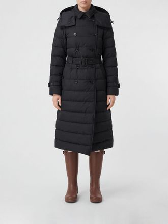 Burberry Piumino lungo doppiopetto in tessuto tecnico con cappuccio amovibile