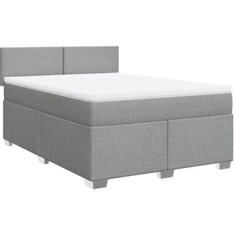 vidaXL Vidaxl - Cama Box Spring Con Colch&oacute;n Tela Gris Claro 160x200 Cm