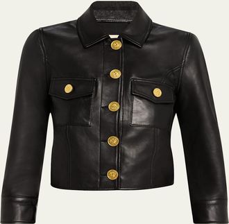 L'agence Kumi Cropped Leather Jacket