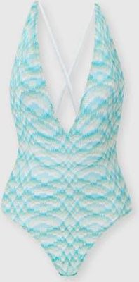Missoni One-piece Swimsuit In Shaded Lam&eacute; Viscose in White & Light Blue at Nordstrom, Size 40 It