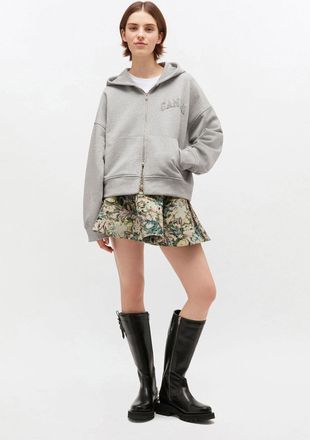 Ganni Grey Two-way Zip Hoodie - Size XXS