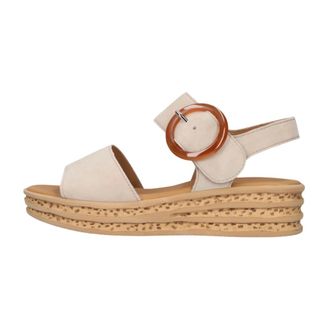 Gabor Wedge Sandal - Dames - Schoenen - Beige - Maat: 42 1/2 EU Linnen