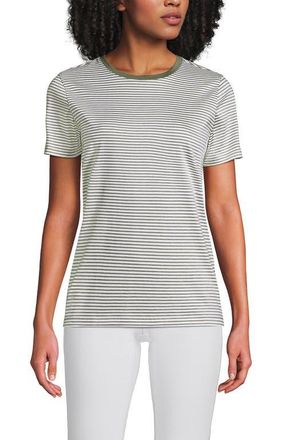 Lands End Relaxed Supima Cotton T-Shirt in Sage Micro Stripe at Nordstrom, Size X-Large P