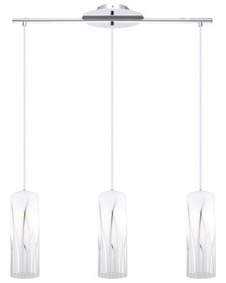 Eglo Eglo Rivato 3 Light Linear Pendant With Chrome Finish & White With Chrome Accents Glass Shades