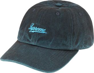 SUPREME Mens Washed Twill 6-Panel Hat In Black/blue