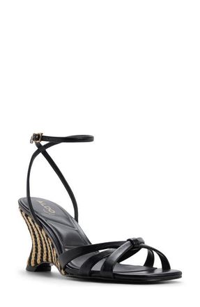 Aldo Ermanna Ankle Strap Wedge Sandal in Black at Nordstrom, Size 7.5