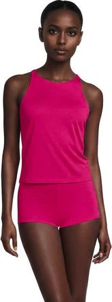Lands End Tugless High Neck Strappy Back Tankini Swimsuit Top in Riviera Rose at Nordstrom, Size 14