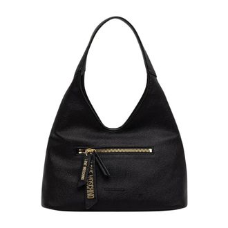 Love Moschino Signature Hobo Tas - Dames - Tassen - Zwart - Maat: ONE Size Leer