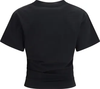 Balenciaga Womens Cropped T-Shirt Vintage Holiday Black Cotton Top
