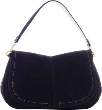 Gianni Chiarini Structured Blue Suede Round Shoulder Bag