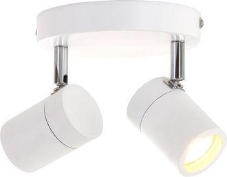 Steinhauer Sienna Upround Foco Twin Blanco Mate, Detalles En Acero Cepillado Ip44