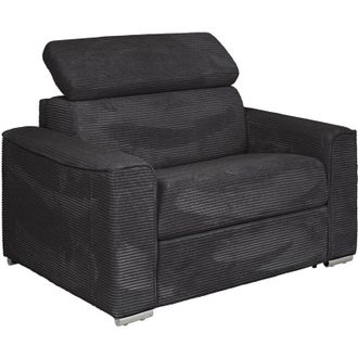 Vente-Unique Poltrona letto a ribalta Posto letto 70 cm Materasso 14 cm in Velluto a coste Grigio - VIZIR