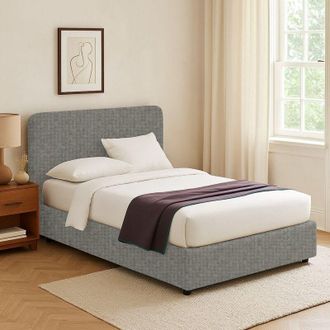 Dmora Cama Matrimonial Bury, Desenfundable, Hecho En Italia, Gris Ceniza
