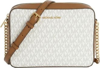 Michael Kors Jet Set Large Crossbodytas met Geprint Logo - Dames - Schoudertassen - Beige - ONE Size - Leer - Tassen