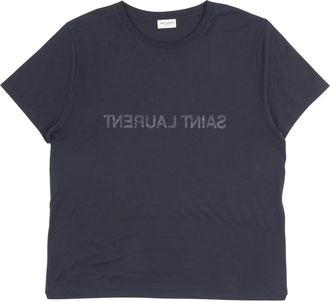 Saint Laurent T-Shirts, male, Blue, Size: XL Reverse Logo T-Shirt