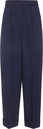 Max Mara High-waisted wollen broek - Dames - Wijde Broeken - Blauw - S - Wol - Broeken