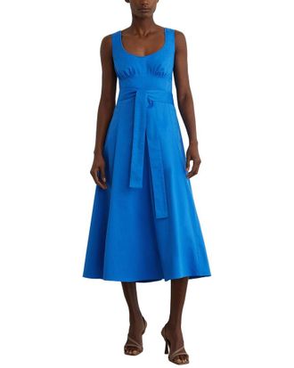 Reiss Irina Belted Midi Dress With Stretch
