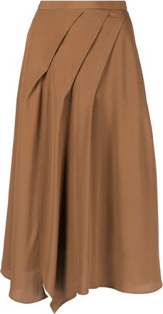 Blanca Vita draped midi skirt - women - Silk/Acetate - 42 - Brown