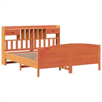vidaXL Vidaxl - Cama Con Estanter&iacute;a Sin Colch&oacute;n Madera Maciza Marr&oacute;n 200x200 Cm