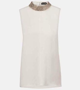 Tom Ford Embellished silk satin top