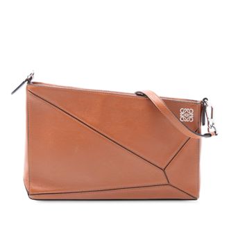 Loewe Pre-owned Womens Leather Puzzle Clutch - Brown - One Size