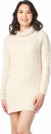 Papillon Cable Knit Cowl Neck Sweater Dress In Cream