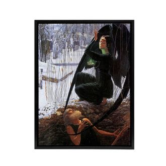 Artery8 Schwabe Death & Grave Digger Framed Canvas Wall Art Print | Size: W24 x H32