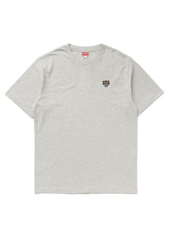 Kenzo Mens Lucky Tiger Embroidered Crest T-Shirt in Grey
