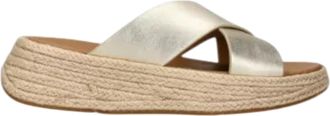 FitFlop FitFlop F-Mode Leather/Cork Flatform Toe-Post Sandals in Platino Women
