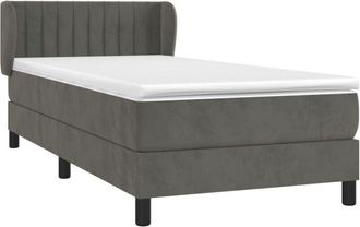 vidaXL Cama Box Spring Con Colch&oacute;n Terciopelo Gris Oscuro 100x200 Cm Vidaxl
