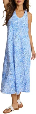 Tommy Bahama Paisley Daze Bias Cut Linen Blend Dress in Paradiso Blu at Nordstrom, Size X-Large