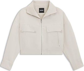 BOSS Jamoura Cotton & Linen Twill Jacket in Light Grey Twill at Nordstrom, Size 16