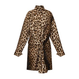 Sportmax Sportmax, Shirt Dresses, female, Brown, Size: 3XS Silk Dress Cinema