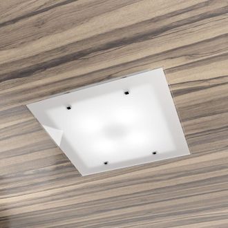 Top-Light Applique Contemporanea Brick Metallo Bianco Vetro Satinato 4 Luci E27 49Cm