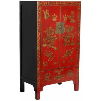 Wanderlust Deco Armario De Madera Rojo 86x50x150h Cm