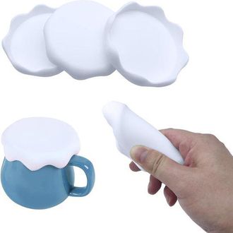 OEM Tapas De Silicona - 5 Unidades, Tapas Antipolvo Para Bebidas, Dise&ntilde;o De Nieve, Color Blanco, Para Tarros, Vasos Y Tazas (di&aacute;metro Interior 8 Cm)