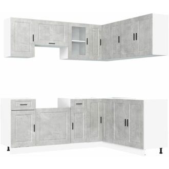 vidaXL Vidaxl - Mueble Cocina Porto Gris Hormig&oacute;n 11 Pzas Madera Contrachapada