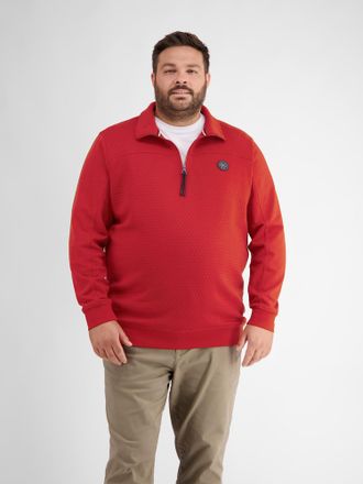 Lerros Sweatshirt LERROS Sweat-Troyer mit Steppn&auml;hten, Herren, Gr. 6XL, rot (ruby rot), 100% Baumwolle, Sweatshirts Sweatshirt