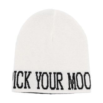 Alberta Ferretti Pick Your Mood Beanie - Dames - Hoeden - Wit - ONE Size - Wol - Accessoires