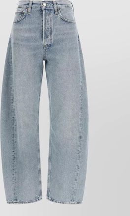 A Gold E denim high-rise curved-leg jeans
