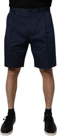 Dolce & Gabbana Dark Blue Cotton Mid Waist Men Bermuda Mens Shorts