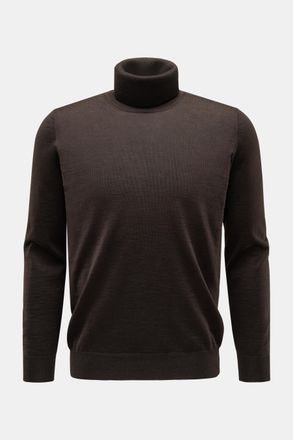 Braun Hamburg Men - Merino fine knit turtleneck jumper dark brown